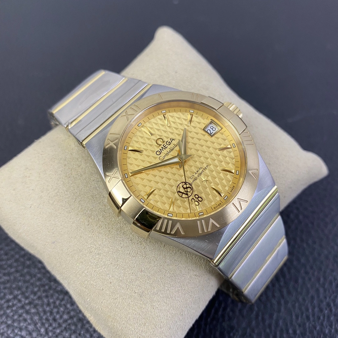 Effortless CBD Factory Omega Constellation 38mm Two-Tone Yellow Gold Textured Dial (123.20.38.21.08.001) 1:1 Super Clone – DD8500 Movement 307